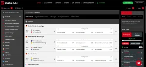 Fußballauswahl mit Ligabezeichnungen und Wettmärkten im Sportwettenbereich von Selectbet